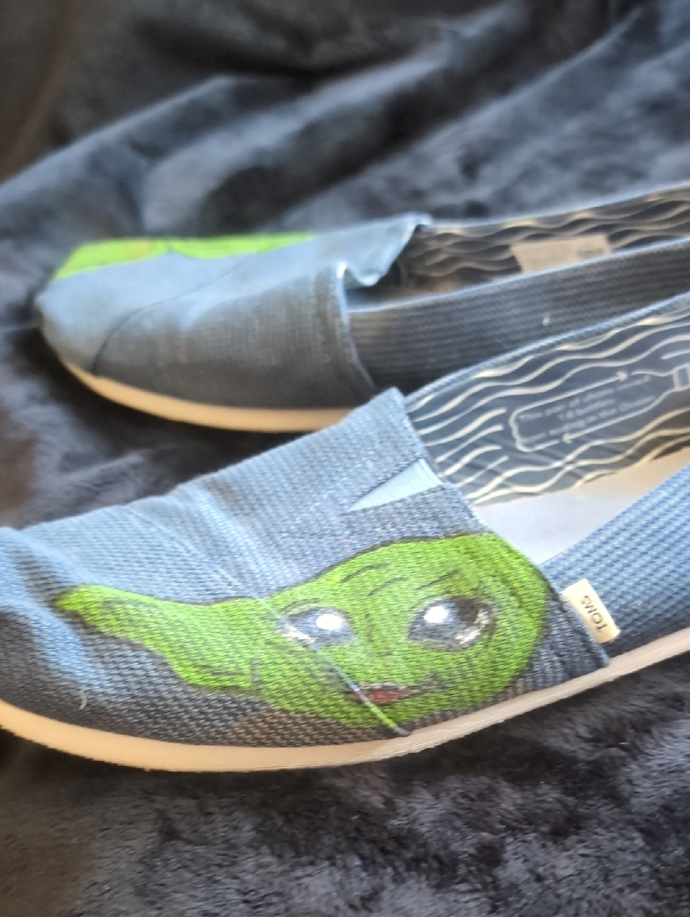 LTOMS Hand painted Blue Canvas Slip-On Shoes